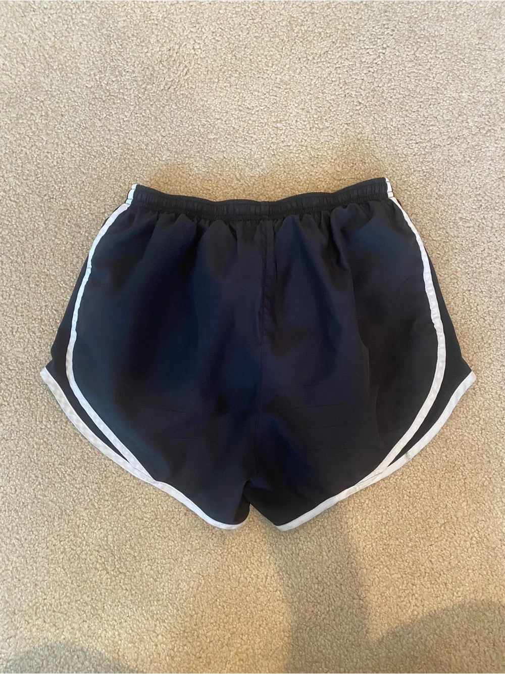Nike Dri-FIT Women’s Black Running Shorts White Trim Drawstring Elastic Waist